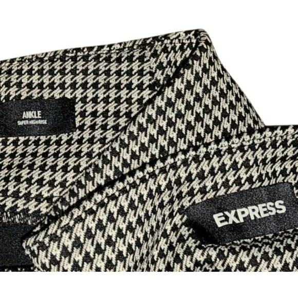 Express Editor Houndstooth High Waisted Straight Ankle Pant Size M - Picture 2 of 6
